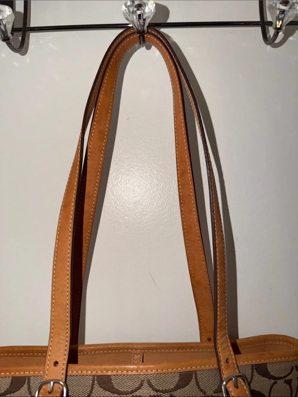 Coach Brown Signature Canvas Tote with Tan Leather Trim